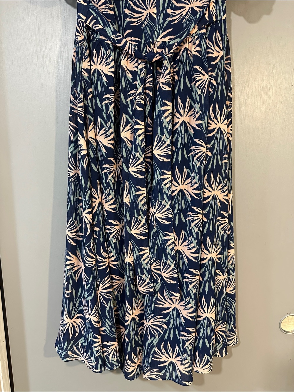 Madewell Navy Floral Maxi Dress Pink Print Puff Sleeve XXS - Picture 8 of 10